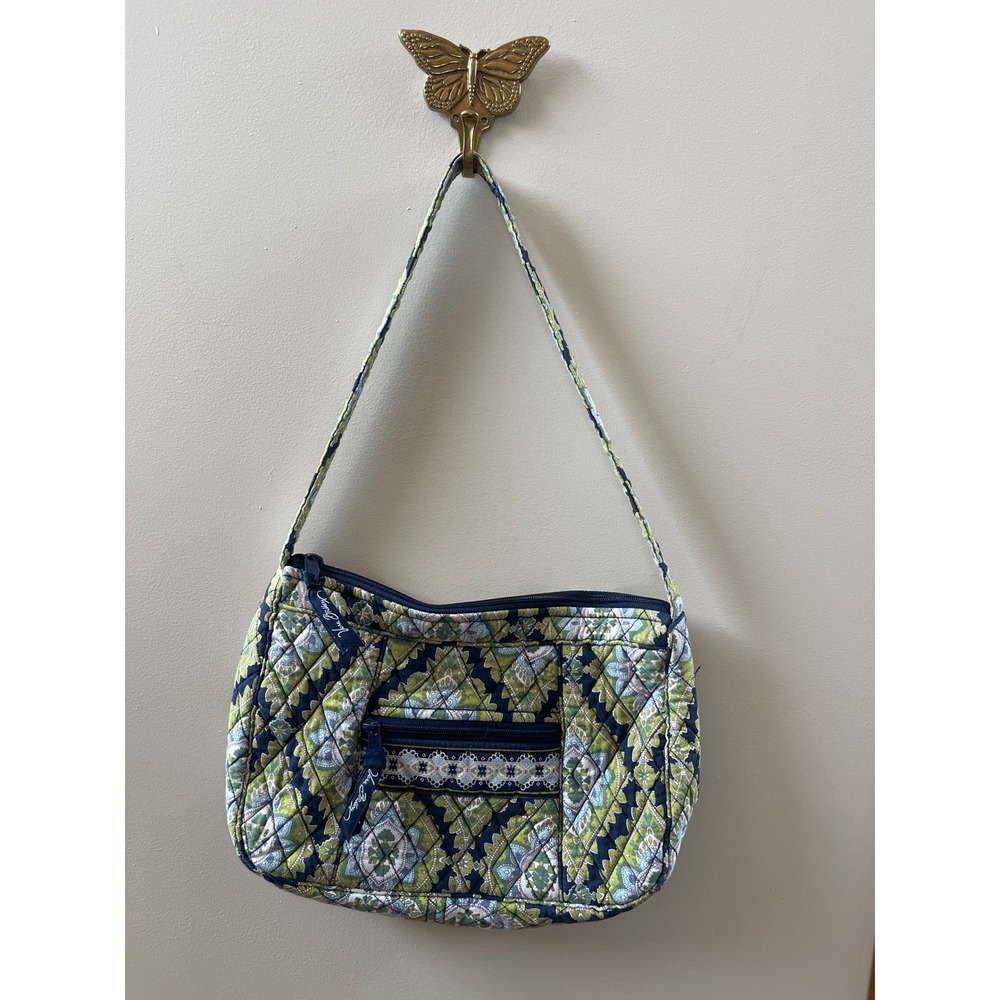 Vera Bradley Cambridge Shoulder Bag Purse Retired 07 Pattern Blue Green Paisley